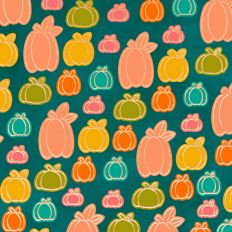 Pumpkins Background Pattern with Gold Glitter