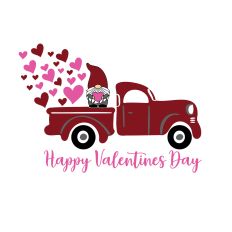 Gnome Red Truck Happy Valentines Day 