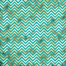 Teal and Gold Foiled Chevron Background Pattern