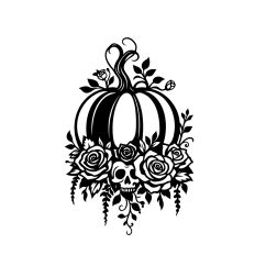 Gothic pumpkin with skull and roses
