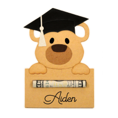 Grad Cap Bear Rolled Cash Card