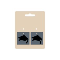 Graduate Cap Square Earrings & Backer Card