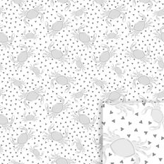 Crabby Crush: Gray - crabs and hearts patterned background paper