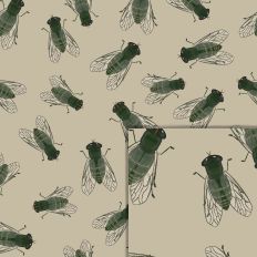 Green Fly on Neutral Sand Background Pattern