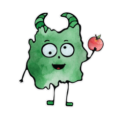 Green Lunchbox Monster with Apple