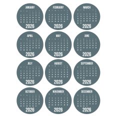 Gray 2026 Calendar Circles