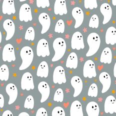 Gray Cute Ghost Halloween Background Pattern