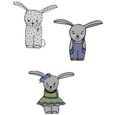 Sweet grey bunnies Print and cut