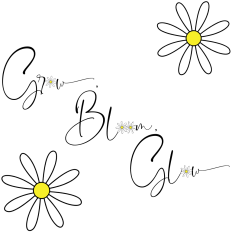 Grow Bloom Glow – Motivational Daisy SVG