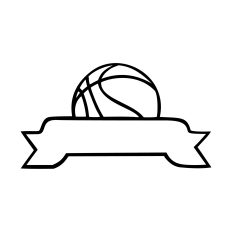 Half Basketball with Banner Outline