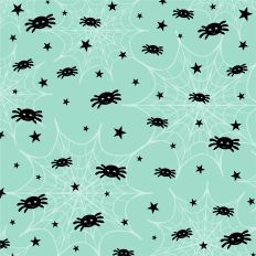 Teal Halloween Spiders Background Pattern