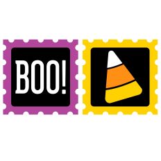 halloween stamps - boo and candy corn