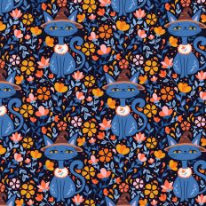 Cute Spooky Cottage Style Halloween Cat Pattern