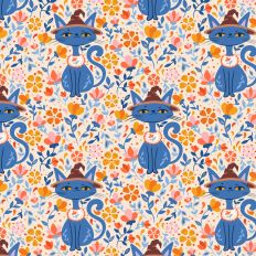 Cute Spooky Cottage Style Halloween Cat Pattern