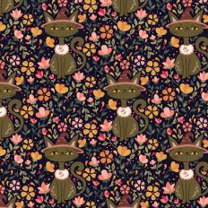 Cute Spooky Cottage Style Halloween Cat Pattern