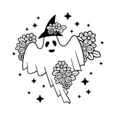 Ghost with Flowers and Stars