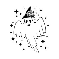 Ghost with Stars and Flowers