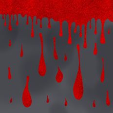 Gray and Red Glitter Drip Border Halloween Background