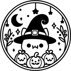 cute circular halloween frame