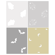 Halloween layering stencil SVG with bat, ghost and moon