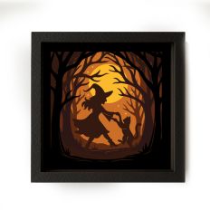 Halloween Shadow box Witch and Cat