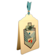 Tag Card Hanukkah Dreidel Patchwork with Button