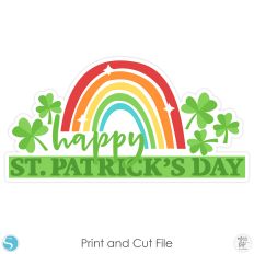 Happy St Patricks Day Title Rainbow Clovers
