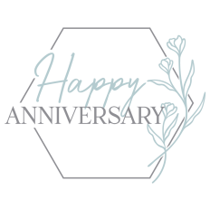 Happy Anniversary in Floral Hexagon Frame