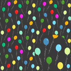 HAPPY BIRTHDAY BALLOON PATTERN BLACK NO REPEAT – RABEA BILZ