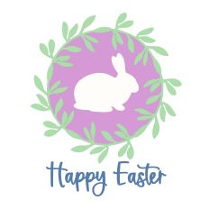 Happy Easter Wreath with Bunny - Floral Design for Silhouette Studio