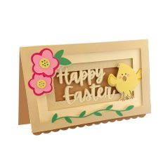 Shadowbox Card - Happy Easter Chick with Flowers