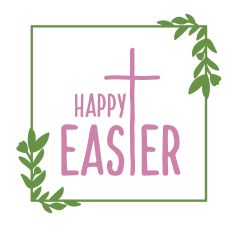 Minimalist Happy Easter with Cross - Square Floral Frame for Silhouette Studio