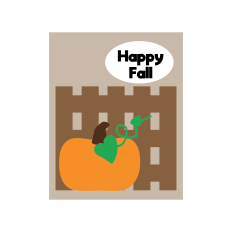 Happy Fall Pumpkin and Fence Card Front