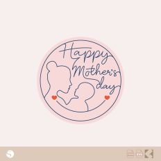 Minimalist Mother and Child "Happy Mother's Day" Circle SVG for Silhouette