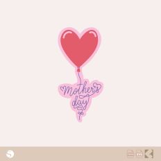 Heart Balloon "Mother's Day" Script SVG for Silhouette