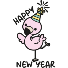 cute flamingo happy new year party