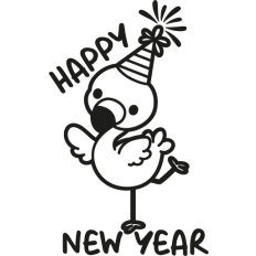 cute party flamingo lineart happy new year