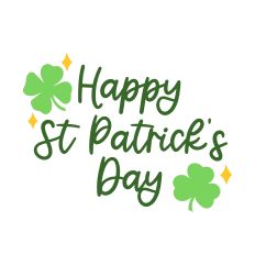 Happy St Patrick's Day with Shamrock Clover and Stars