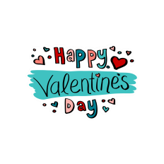 Happy Valentine's Day In Turquoise Hand Drawn Printable