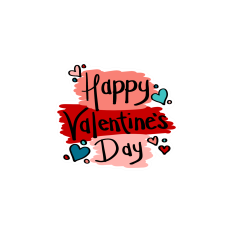 Happy Valentine's Day In Red and Pink Hand Drawn Printable