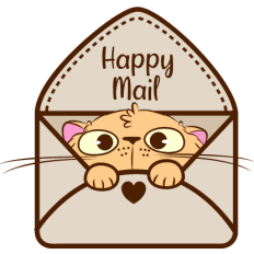 happy mail with a cat 