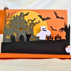 Ghost & Haunted House Pop Up Pull Tab Card SVG