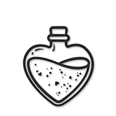 heart potion bottle doodle - outline