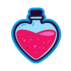 heart potion bottle card