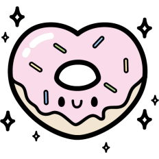 kawaii pink donut heart shaped