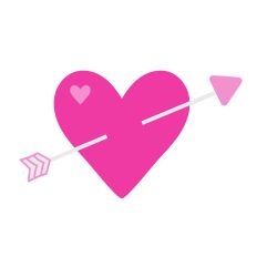 Valentine Heart with Cupid's Arrow - Silhouette Cutting File