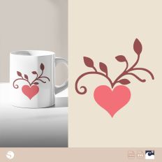 Heart with Flourishing Vine Silhouette