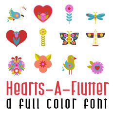 Hearts-A-Flutter Full Color Font