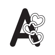 Letter A with hearts