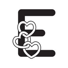 Letter E with hearts